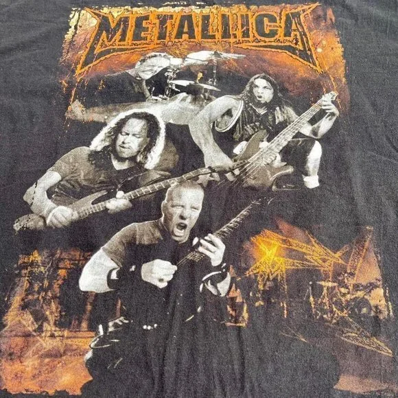 Vintage SINGLE STITCH Metallica Shirt black orange men’s XL rare - Picture 3 of 6